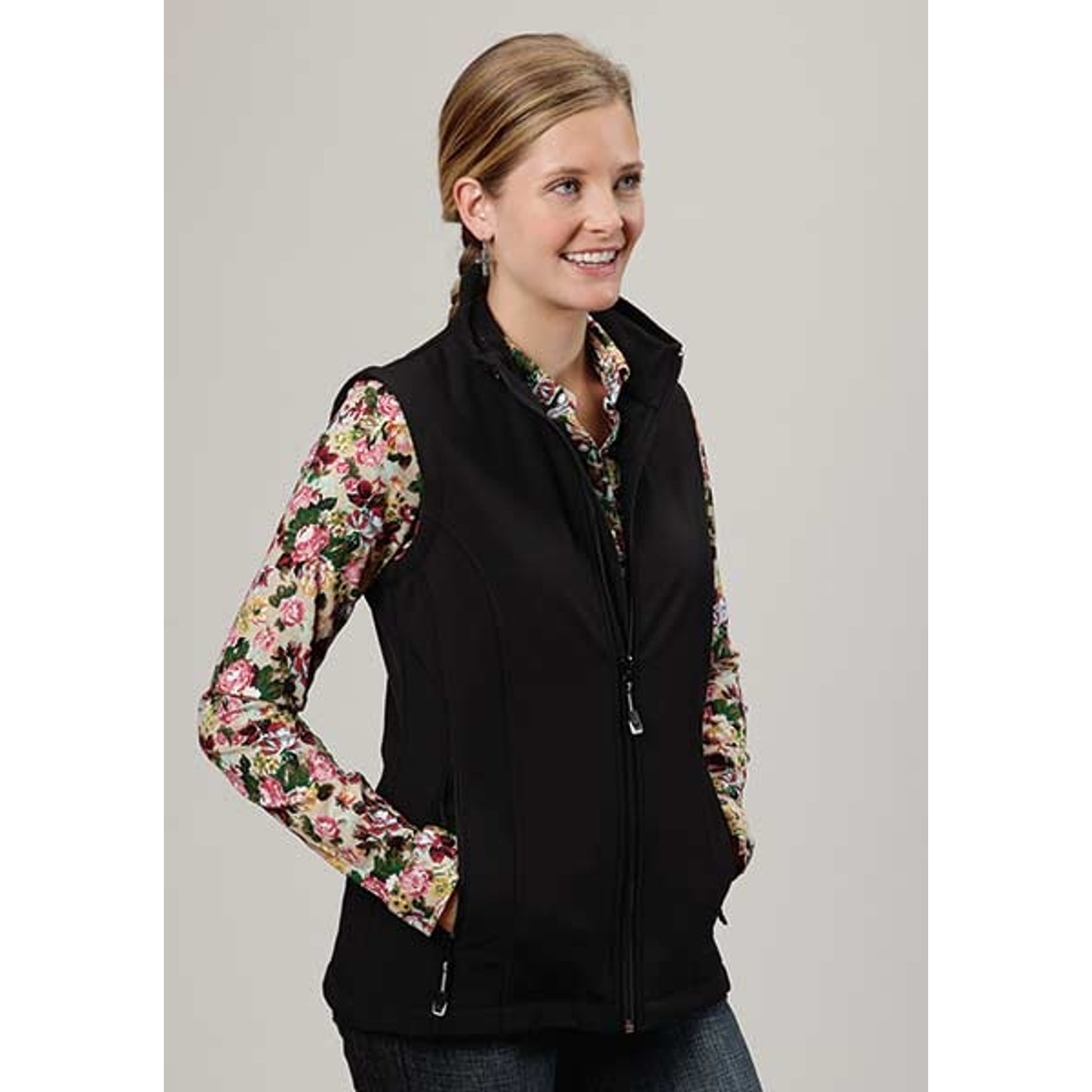 Roper Ladies Plus Size Technical Softshell Vest - Black