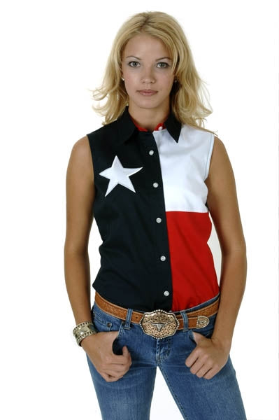 Roper Ladies Sleeveless Texas Pieced Flag Shirt