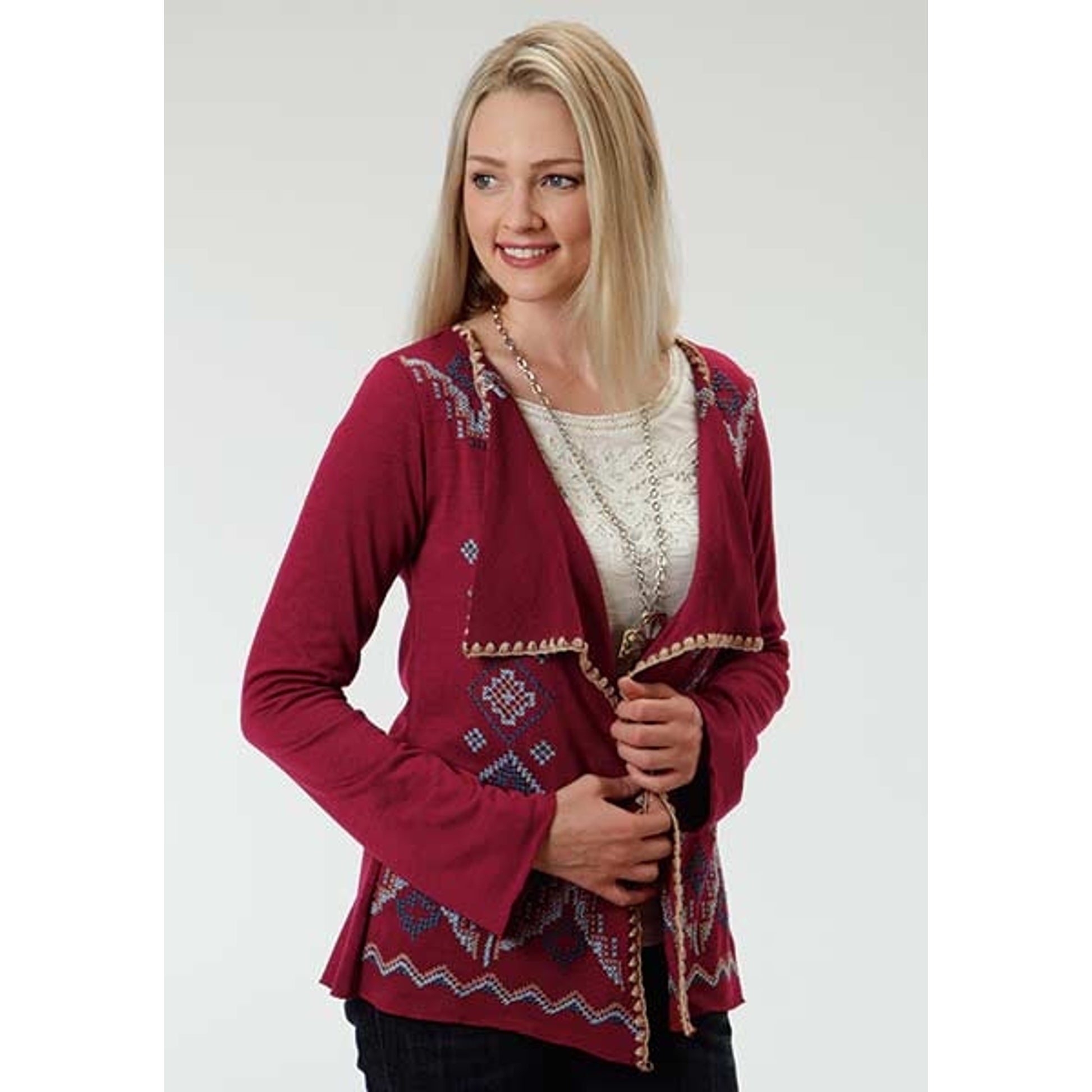 Roper Ladies Solid Sweater Jersey Cardigan