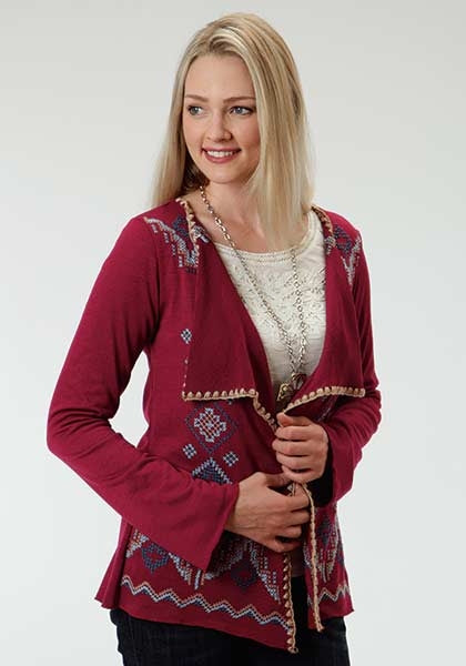 Roper Ladies Solid Sweater Jersey Cardigan