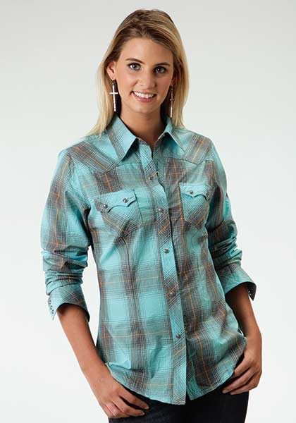Roper Ladies Thorn Plaid Long Sleeve Snap Shirt