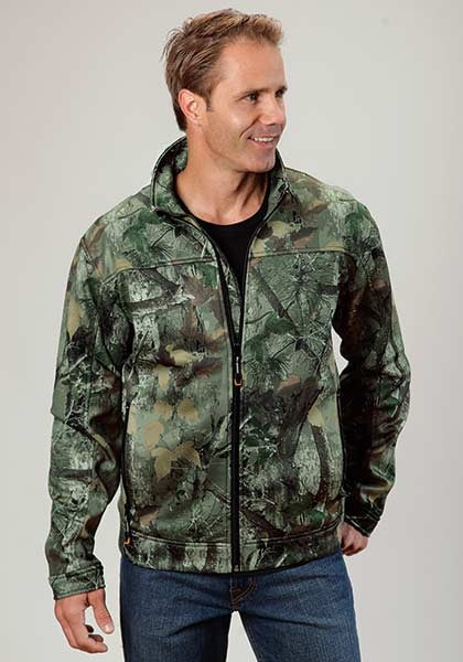 Roper Mens Karman Camo Interlock Zip Bonded Fleece Jacket - Black