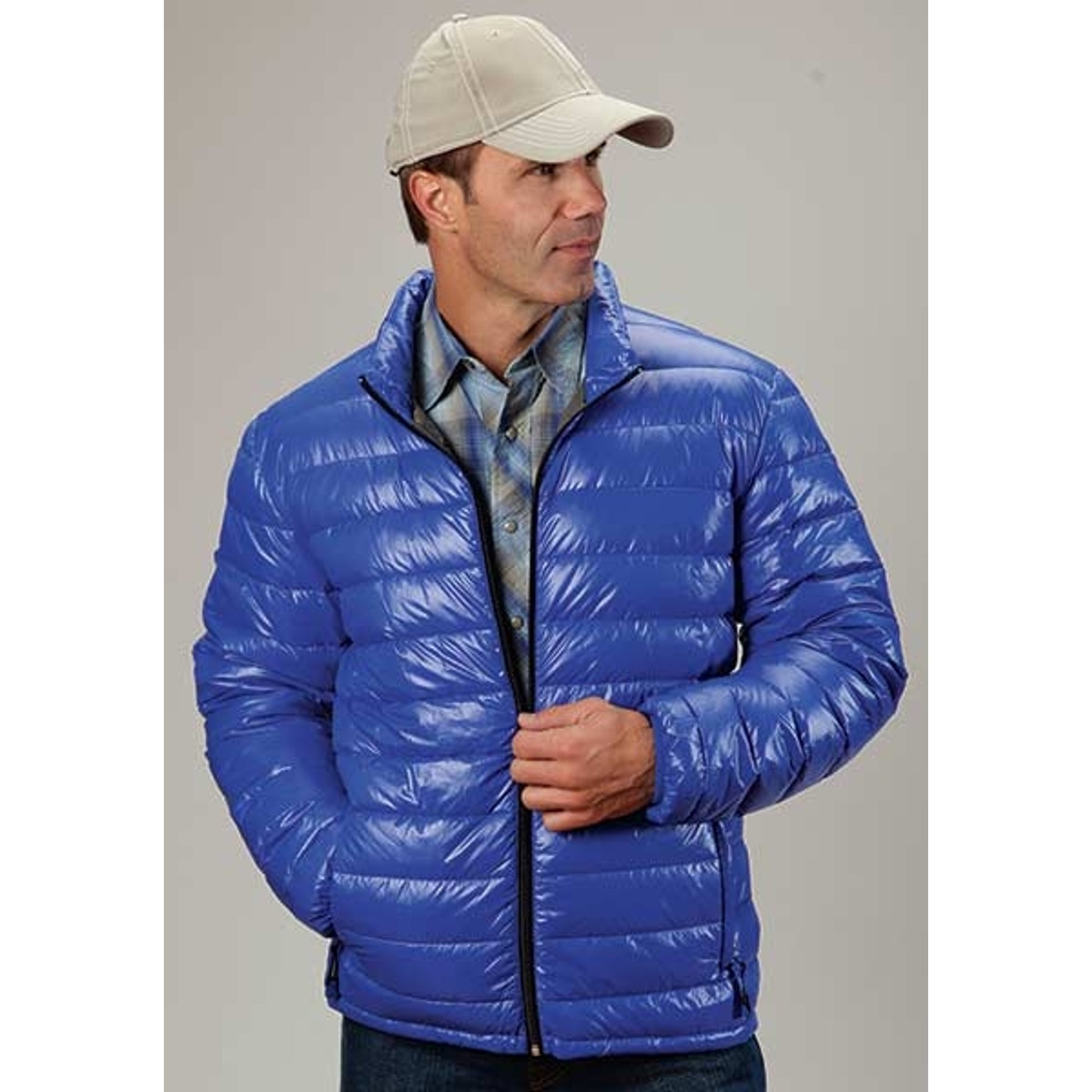 Roper Mens Lighweight Parachute Quilted Jacket - Blue