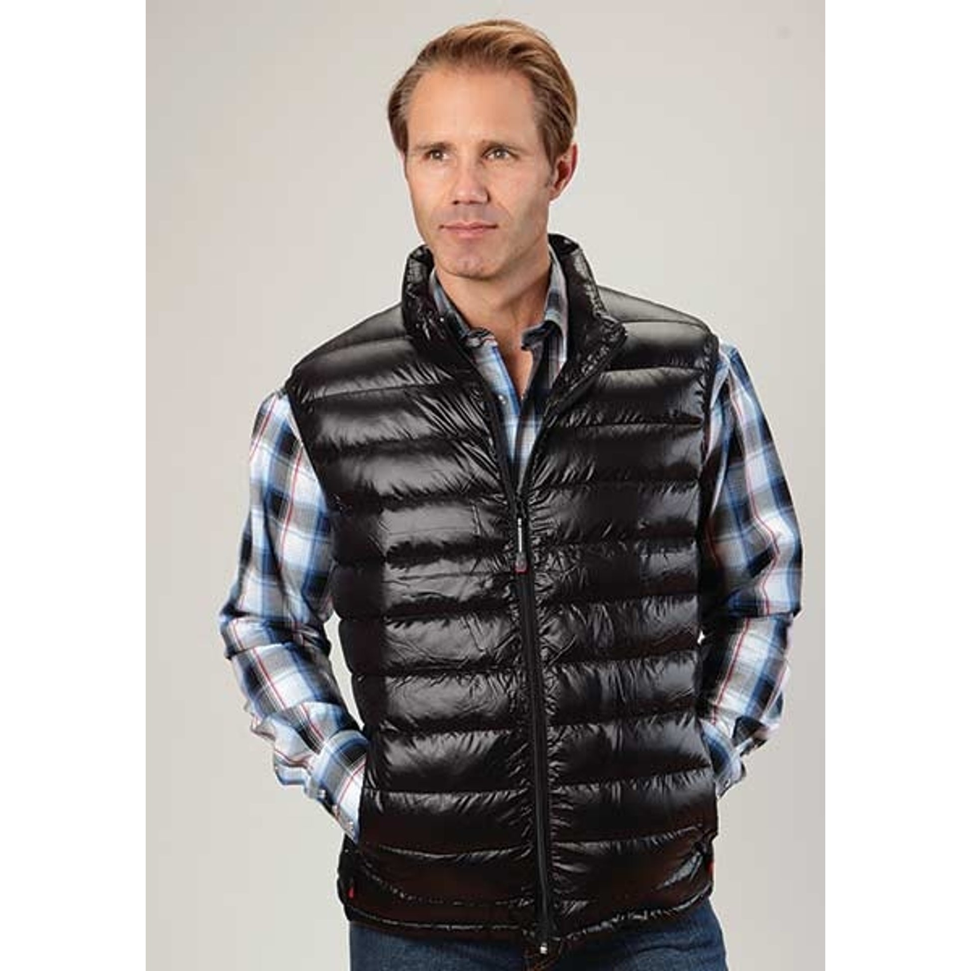 Roper Mens Lighweight Parachute Quilted Vest - Black
