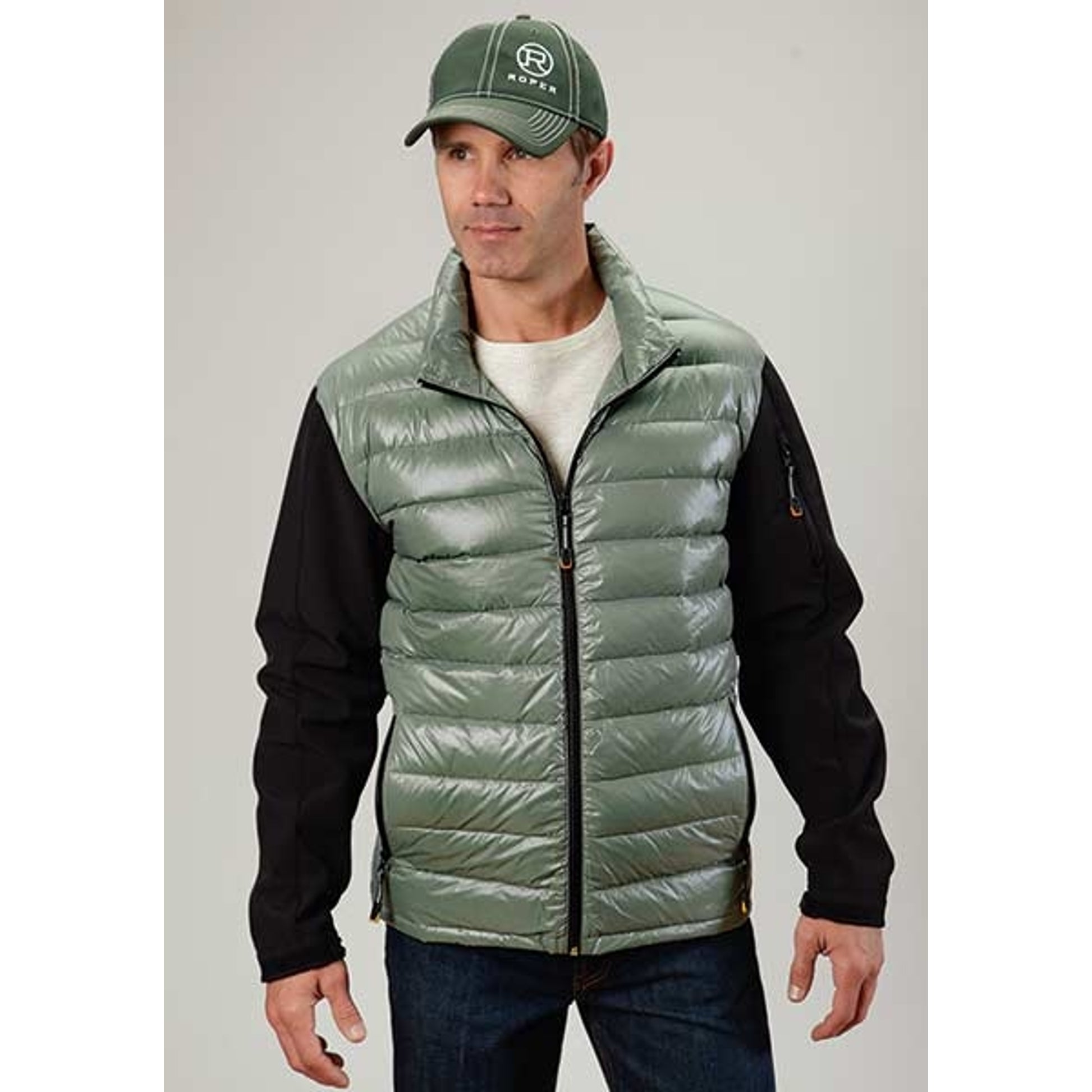 Roper Mens Parachute Down Fill Soft Sleeve Jacket - Green