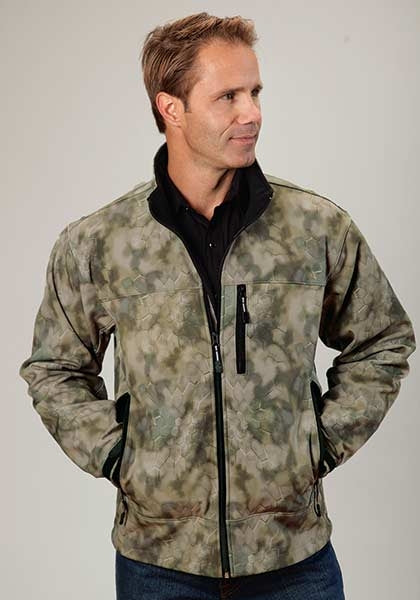 Roper Mens Technical Fleece Lined Blurry Print Softshell Jacket