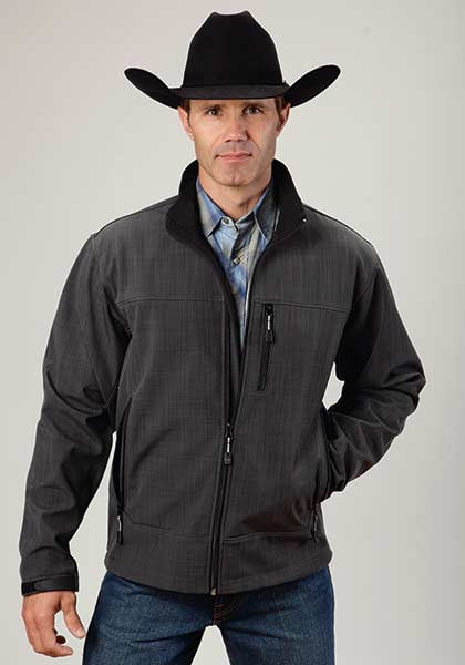 Roper Mens Technical Fleece Lined Textured Print Softshell Jacket