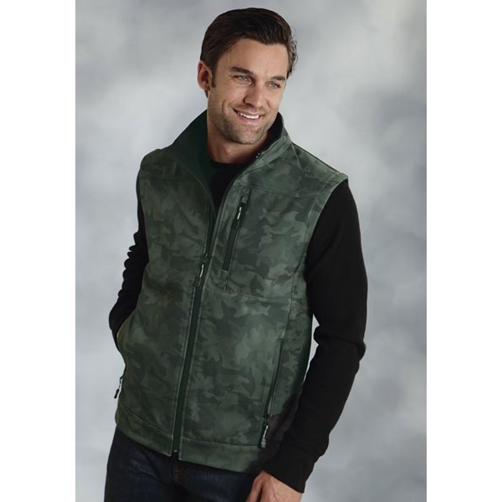 Roper Mens Technical Lightweight Softshell Vest - Camo Brown