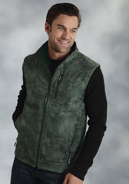Roper Mens Technical Lightweight Softshell Vest - Camo Brown