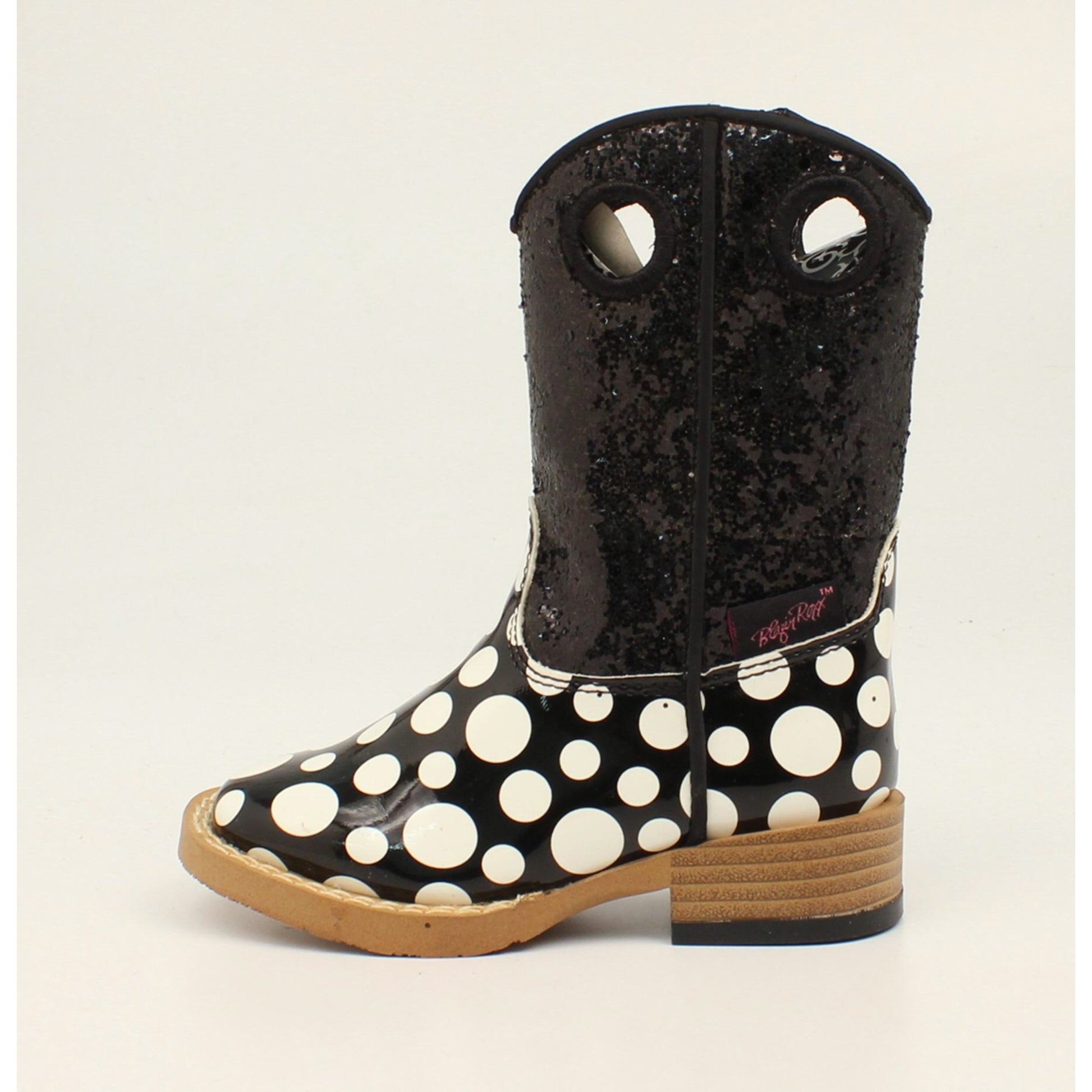 Blazin Roxx Kids Girls Pearl Polka Dot Glitter Zip Western Boots
