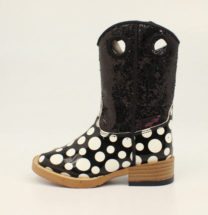 Blazin Roxx Kids Girls Pearl Polka Dot Glitter Zip Western Boots