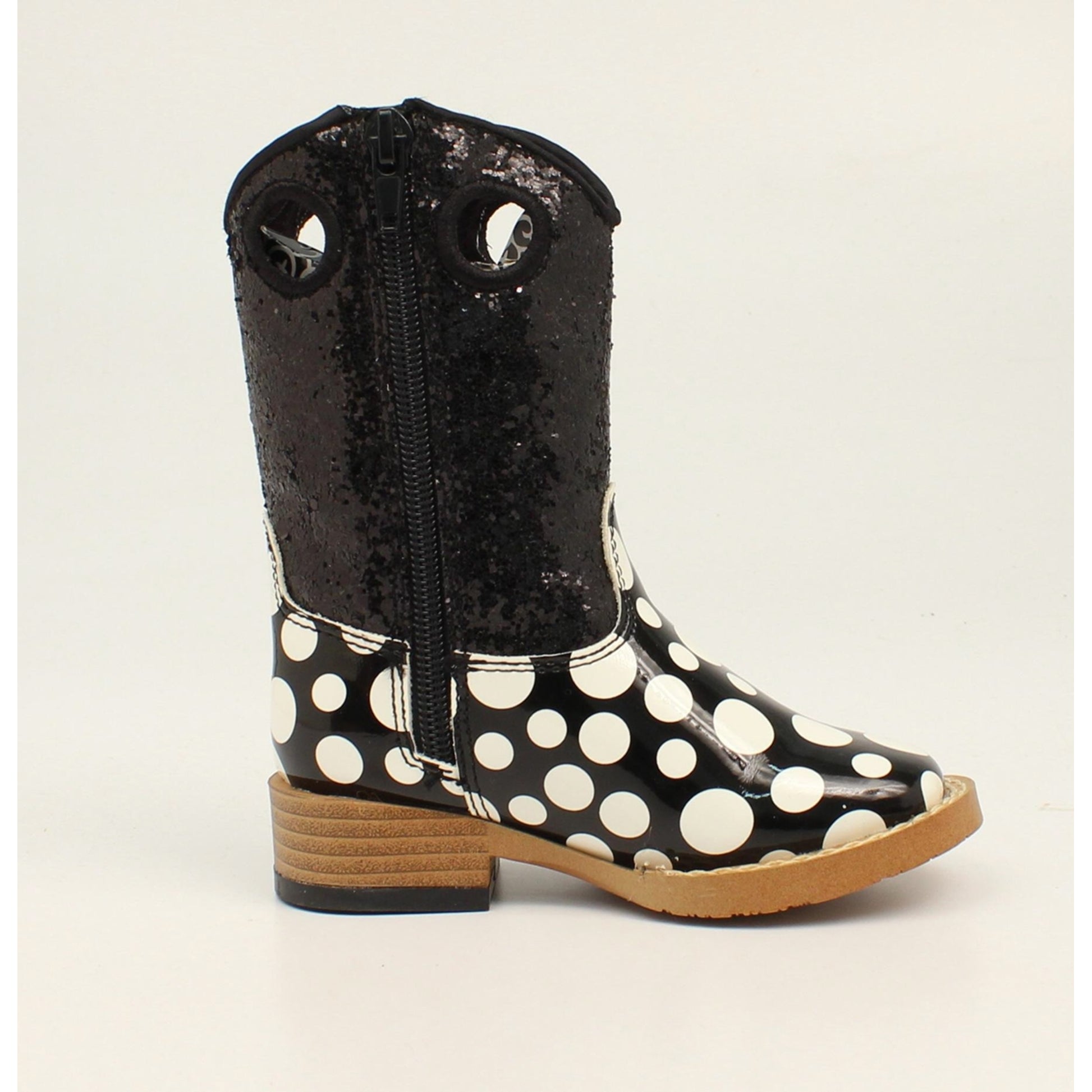 Blazin Roxx Kids Girls Pearl Polka Dot Glitter Zip Western Boots