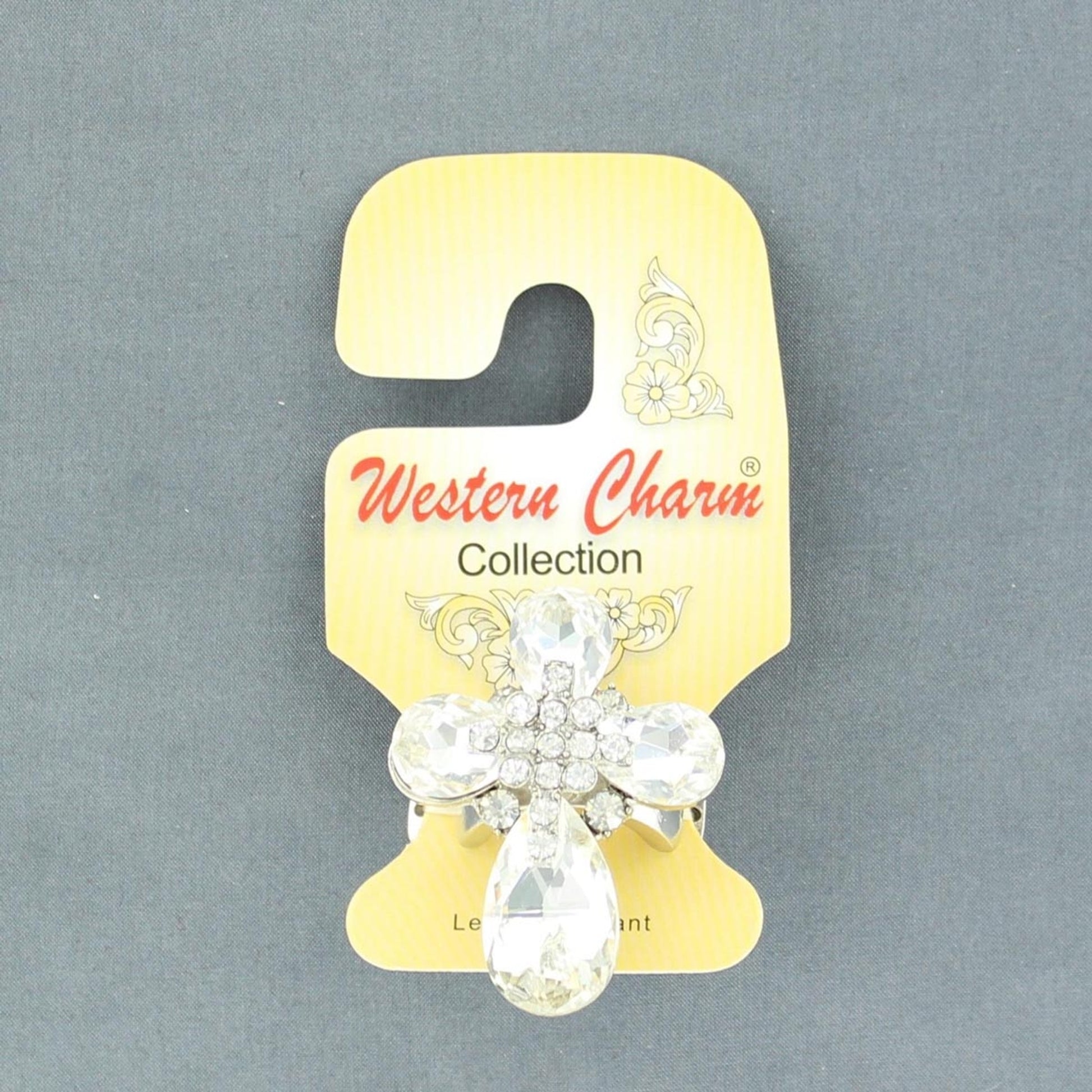 Blazin Roxx Large Clear Crystal Cross Ring