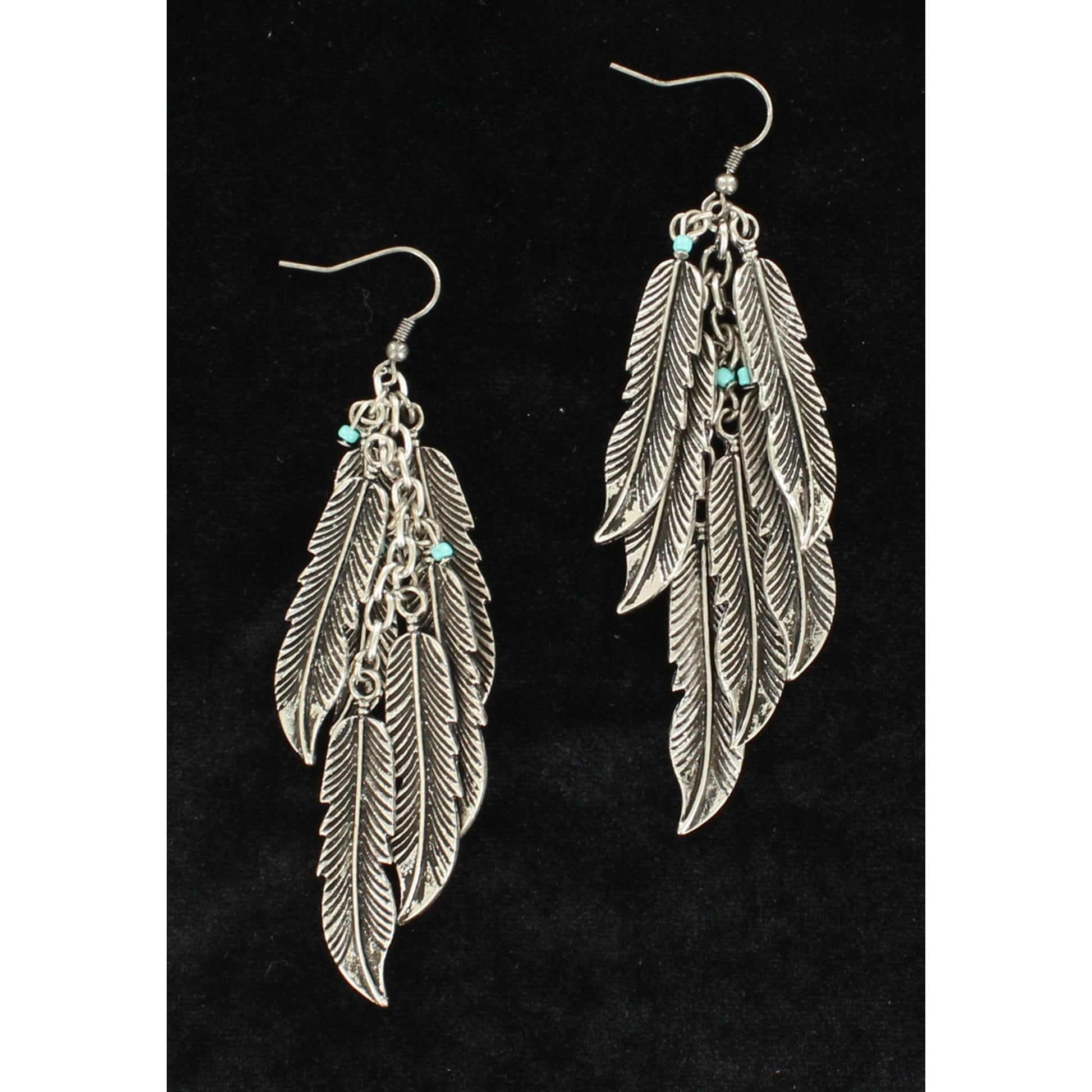 Blazin Roxx Multi Feathers Dangle Earrings