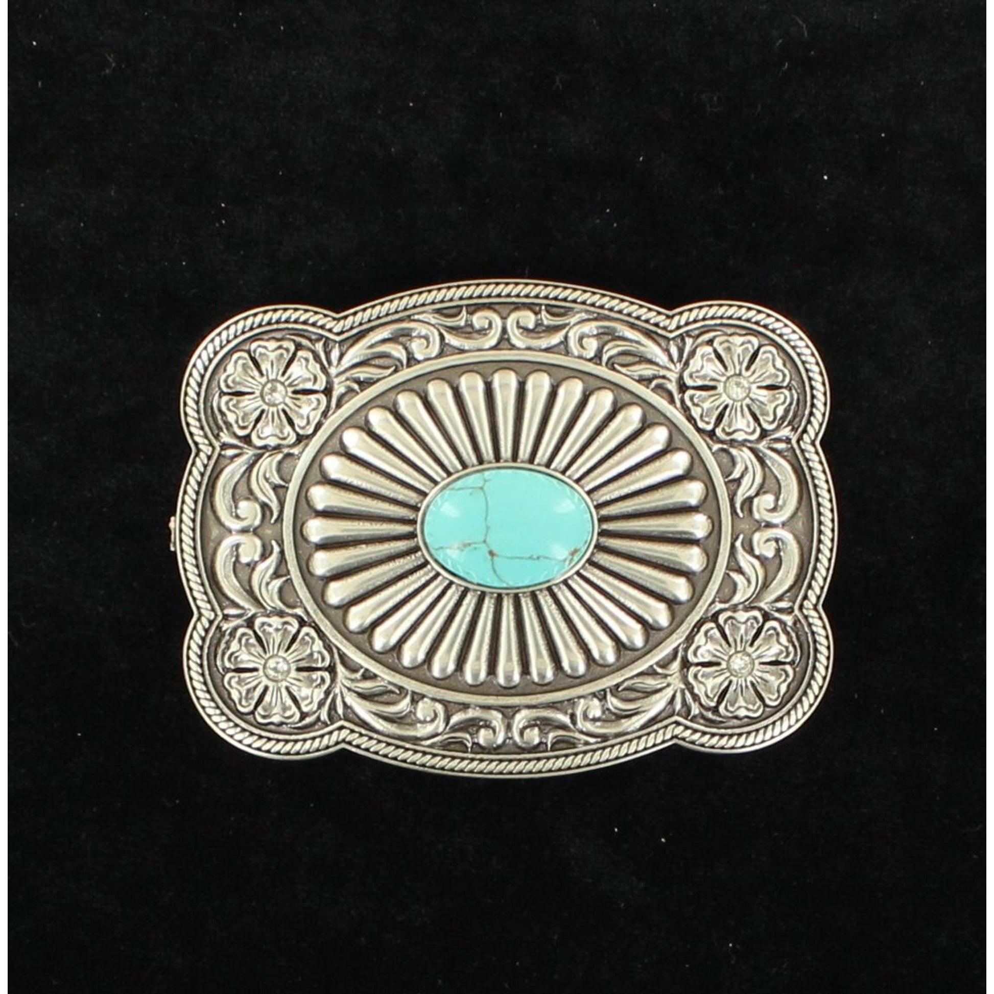 Blazin Roxx Rectangle Scallop Edge Envelope Fan Stone Buckle