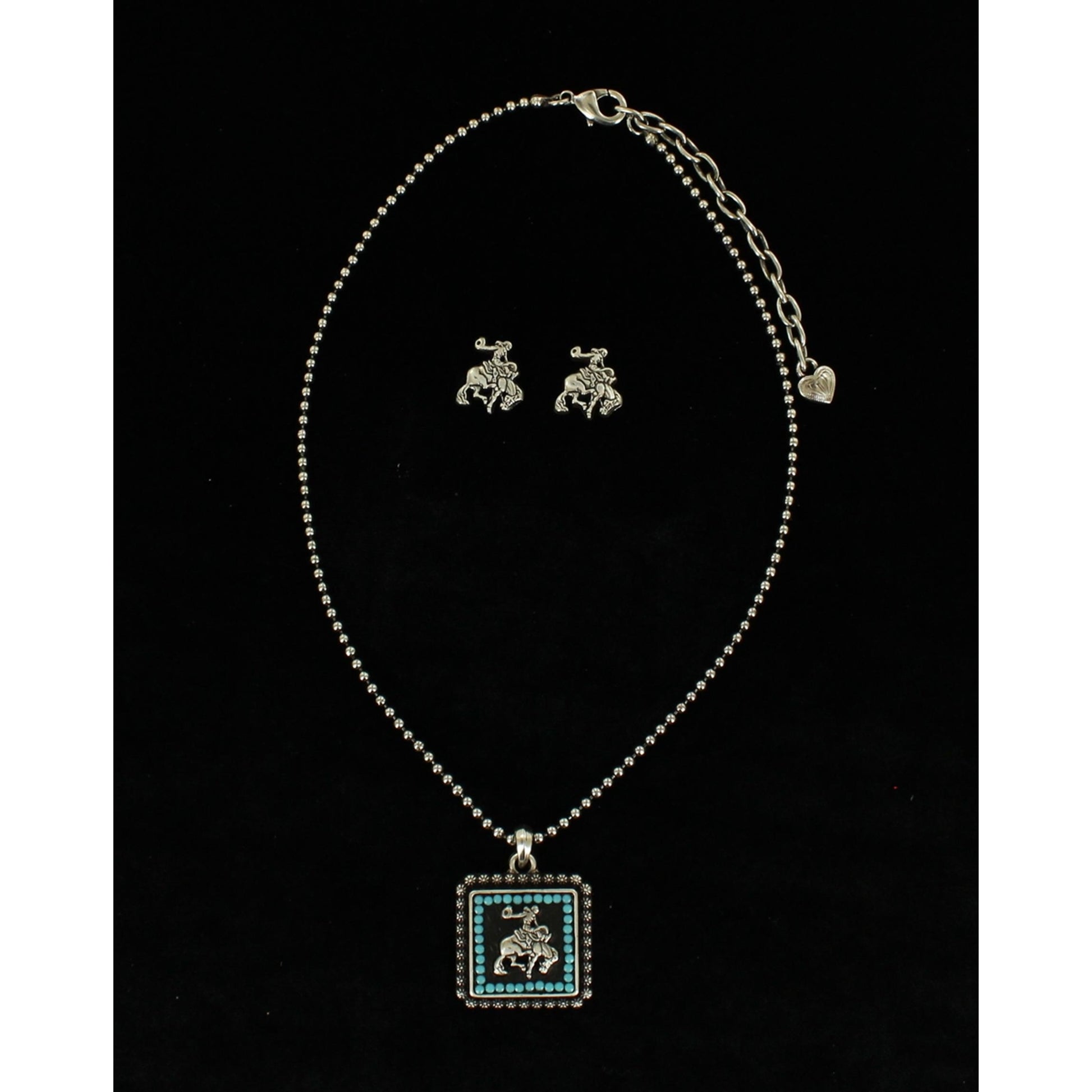Blazin Roxx Vintage Saddle Bronc Necklace And Earrings Set