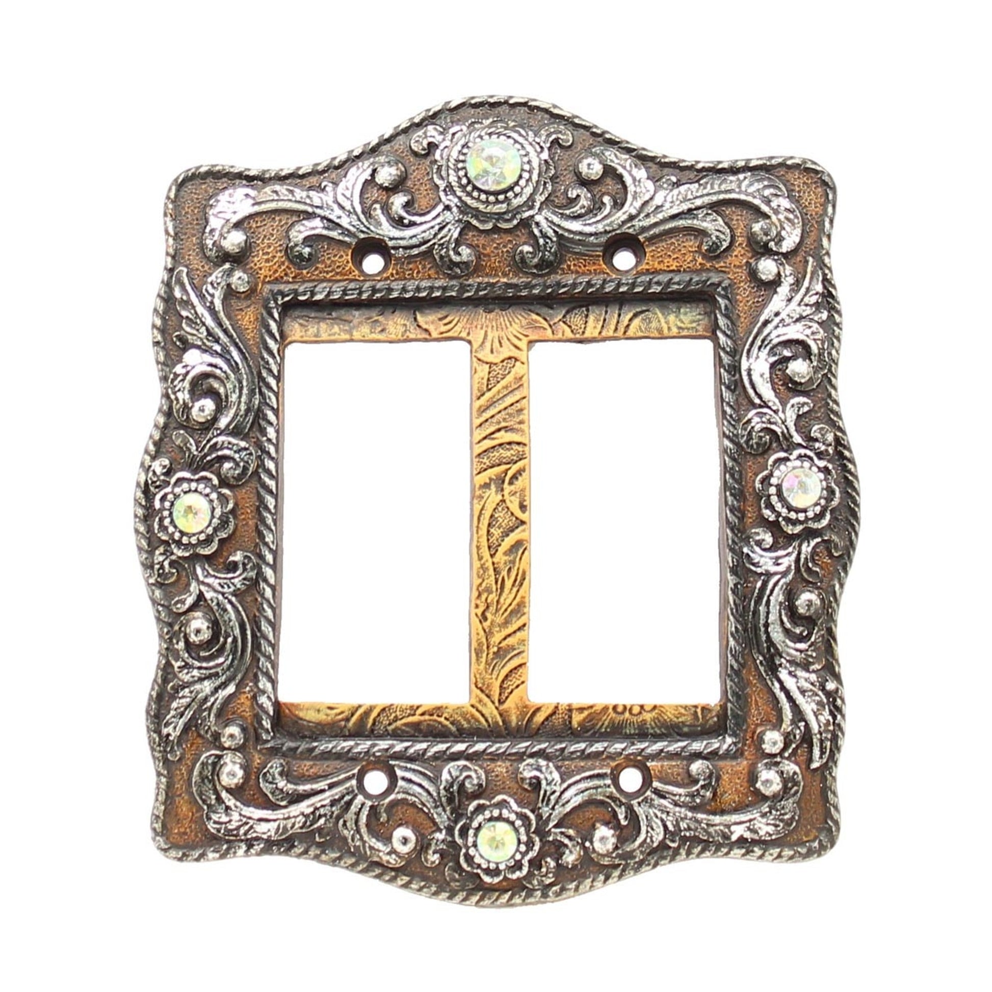 Western Moments Engraved Wide Double Switch Plate