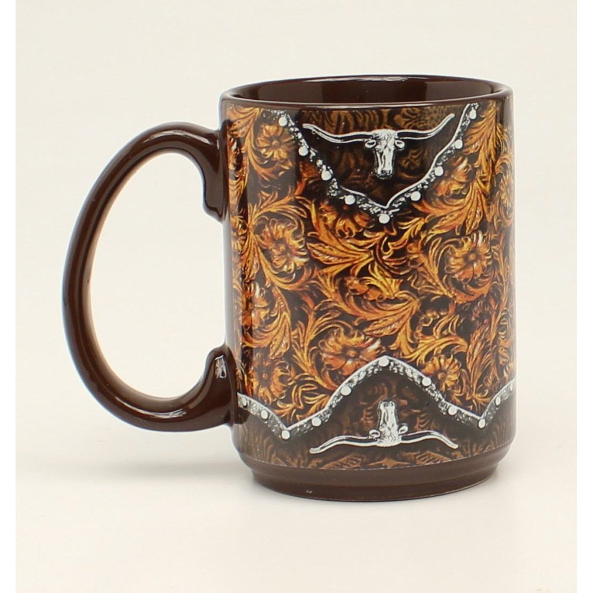 Western Moments Tooled Long Horn Mug