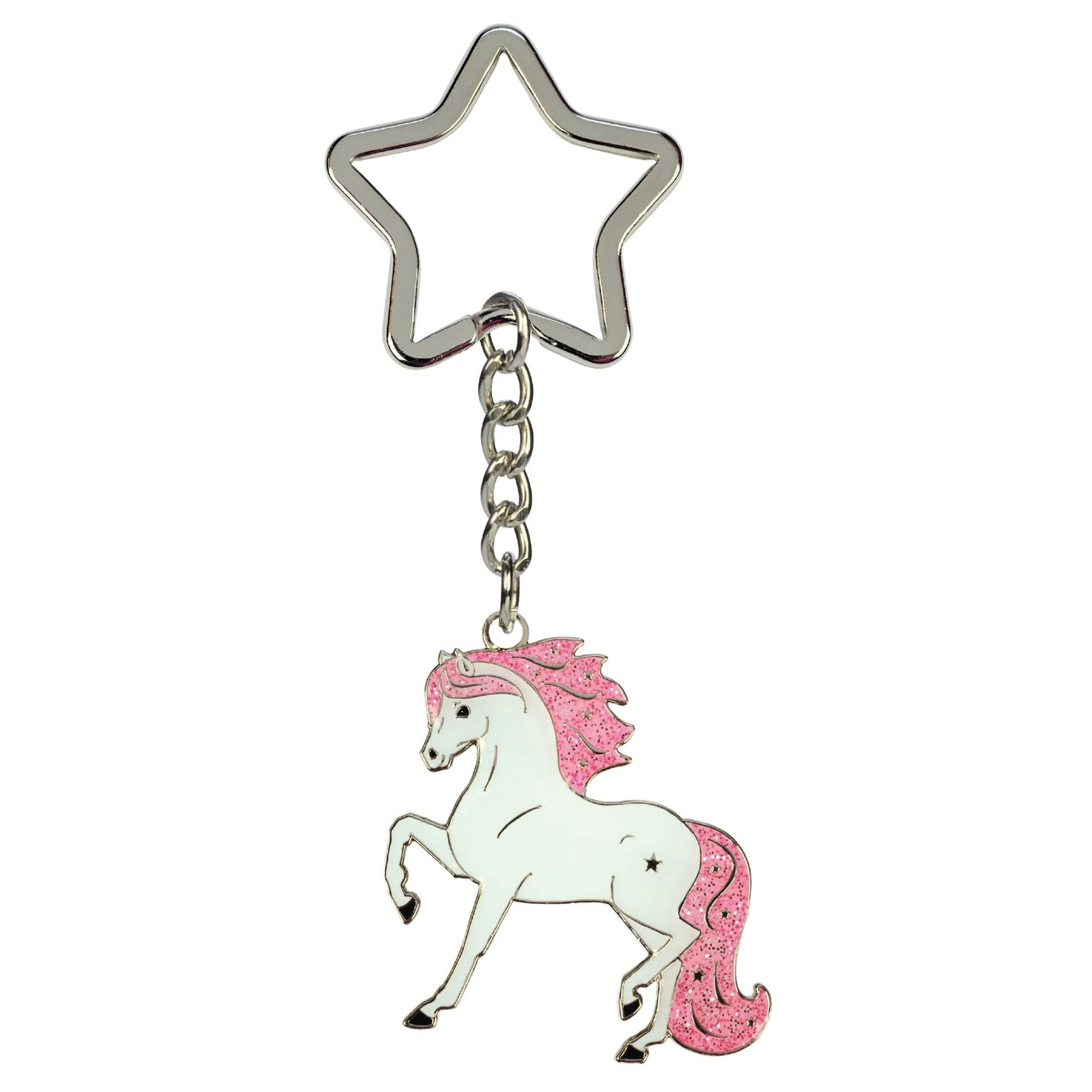 Kelley Pink Glitter Trotting Horse Keychain