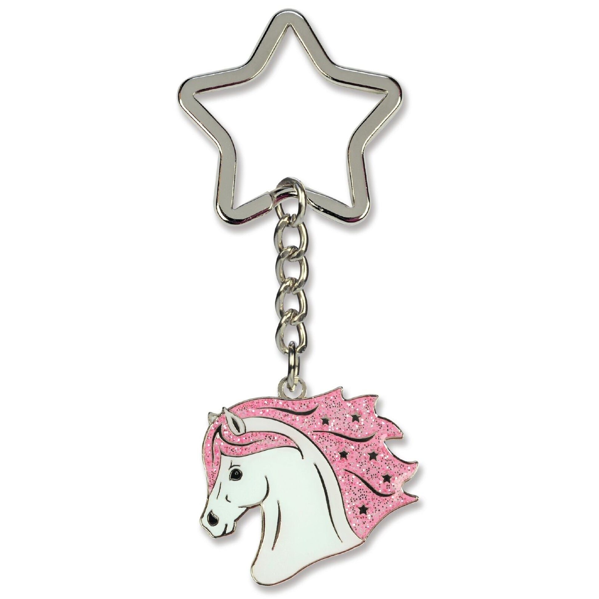 Kelley Pink Glitter Horse Head Keychain