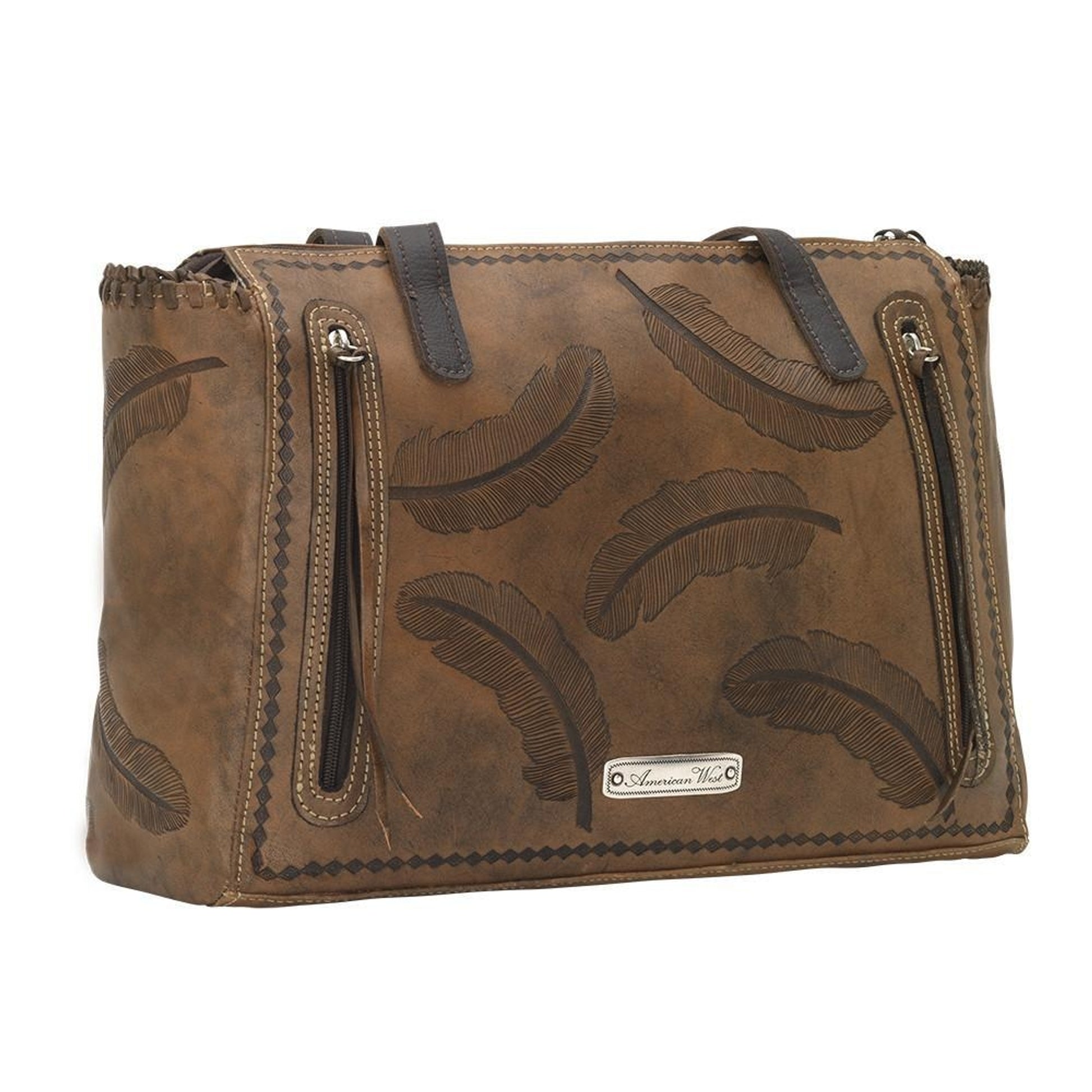 American West Sacred Bird Zip Top Tote With Secret Compartment