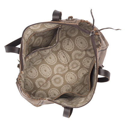 American West Sacred Bird Zip Top Tote With Secret Compartment