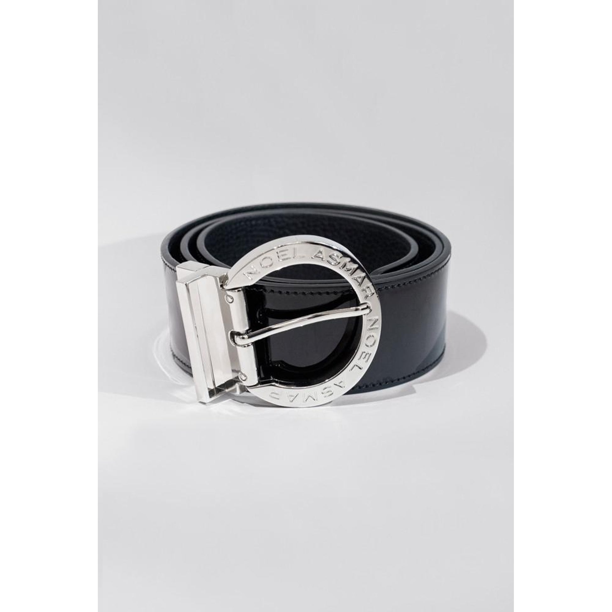 NOEL ASMAR Ladies Signature Leather Belt with Chrome Accents