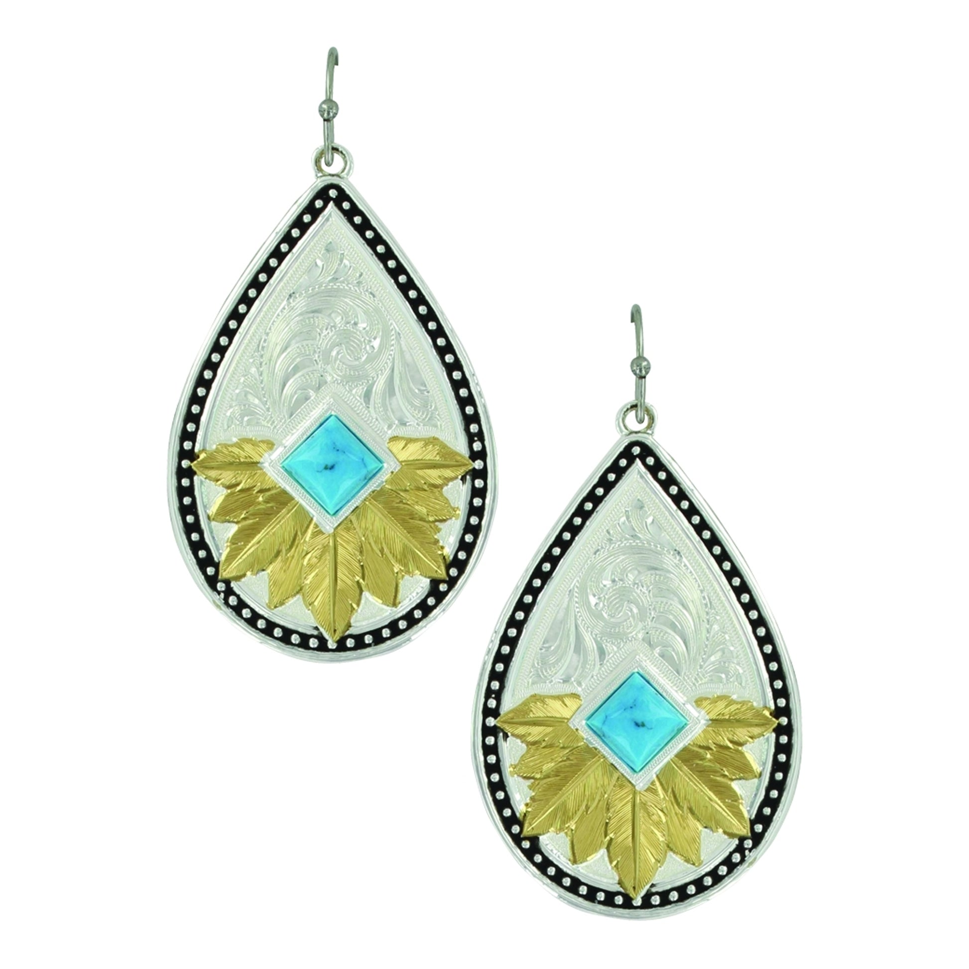 Montana Silver Feathered Desert Flower Turquoise Earrings