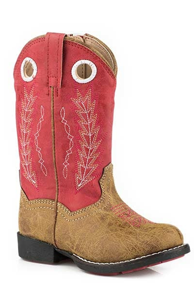 Roper Toddler Hole In The Wall Classic Western with Faux Leather - Pink