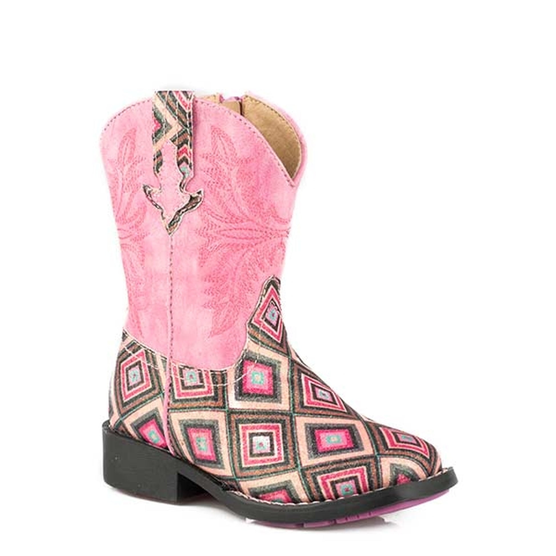Roper Toddler Glitter Gal Square Toe Bling Faux Leather