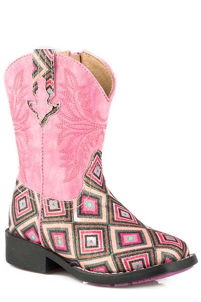 Roper Toddler Glitter Gal Square Toe Bling Faux Leather