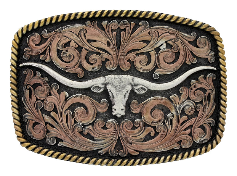 Montana Silversmiths Attitude Tri-Color Longhorn Buckle