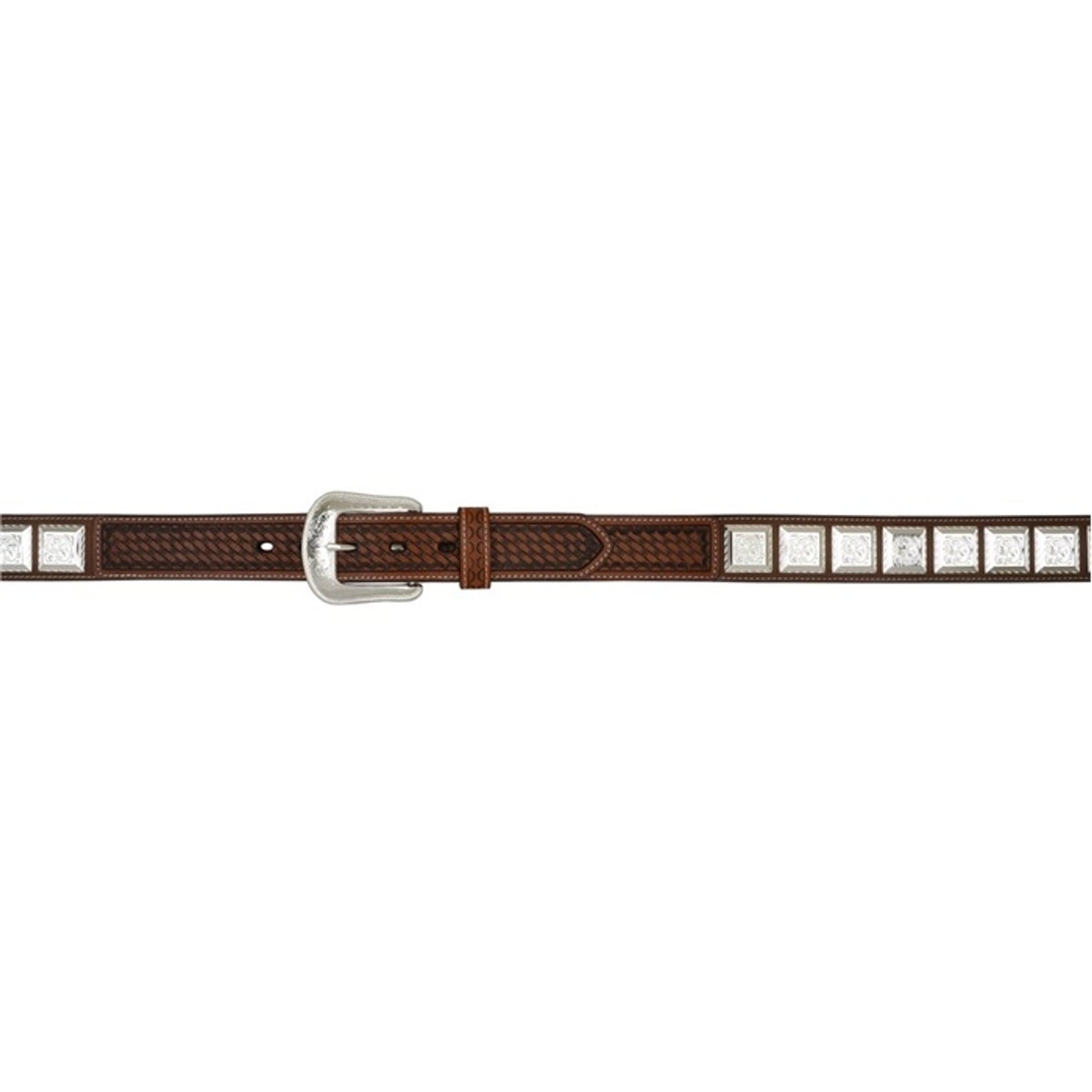 3D Men's 1 1/2" Western Fashion Belt with Square Conchos - Brown