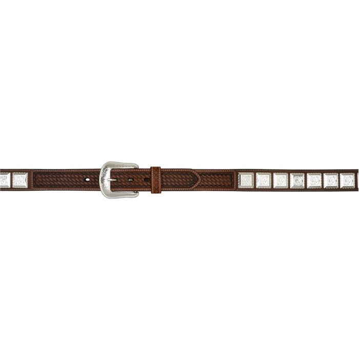 3D Men's 1 1/2" Western Fashion Belt with Square Conchos - Brown
