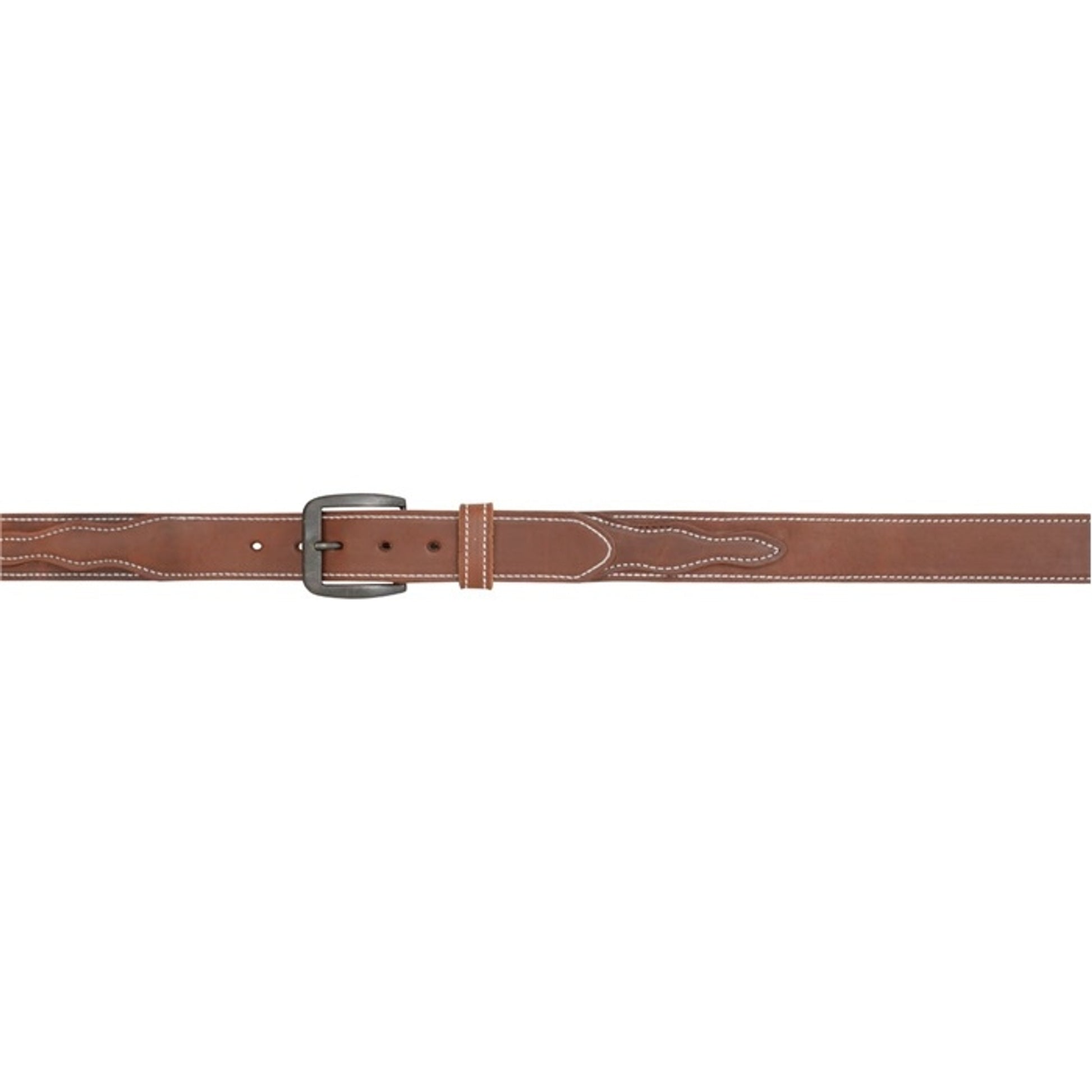3D Men's 1 1/2" Heavyweight Billet Overlay Western Basic Belt - Brown/White Stitch