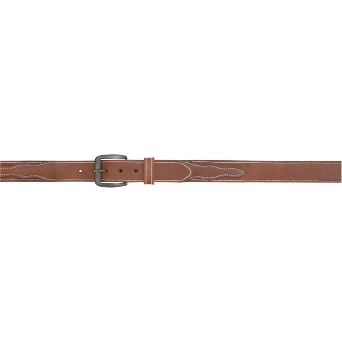3D Men's 1 1/2" Heavyweight Billet Overlay Western Basic Belt - Brown/White Stitch