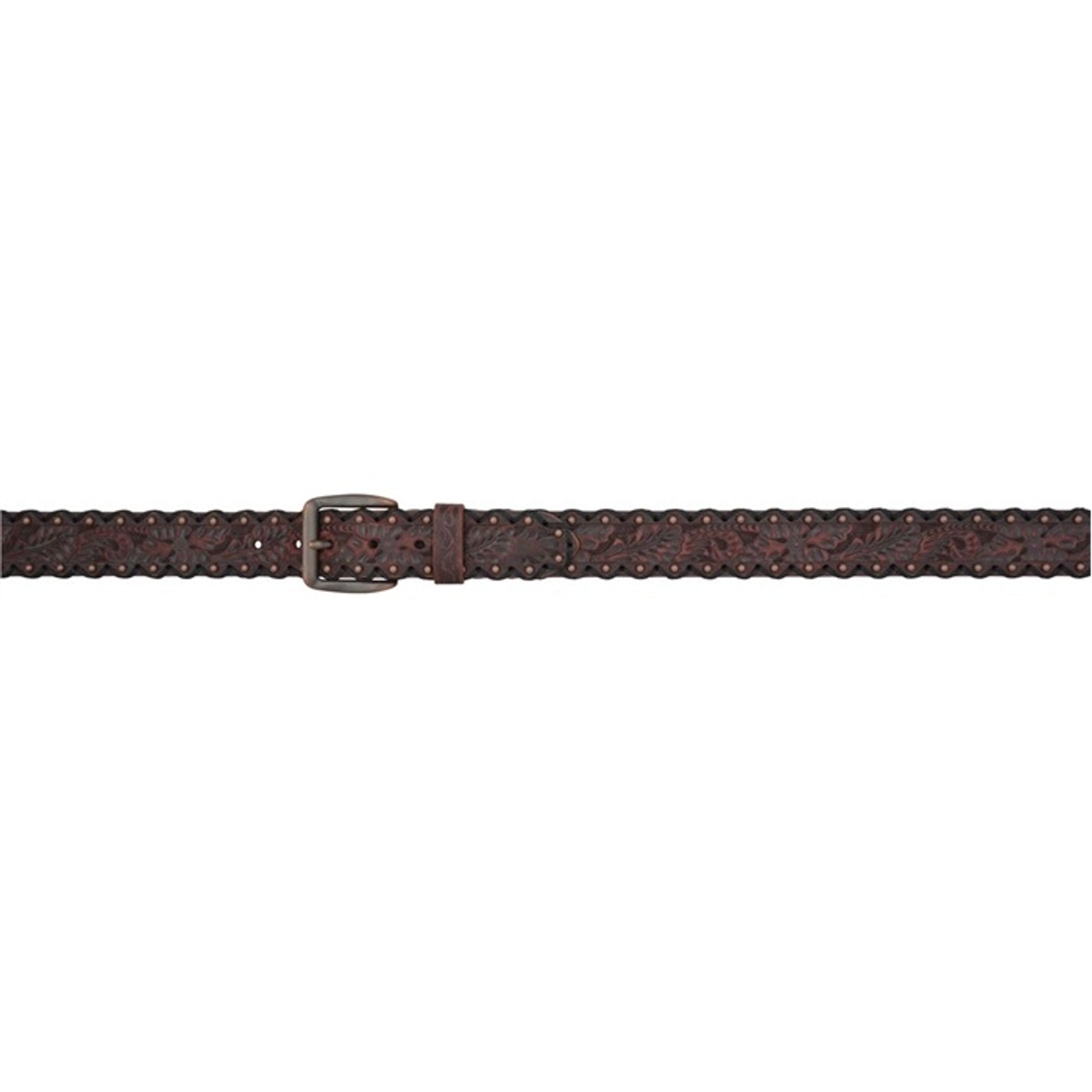 3D Men's 1 1/2" Floral Tool Western Fashion Belt - Mahogany