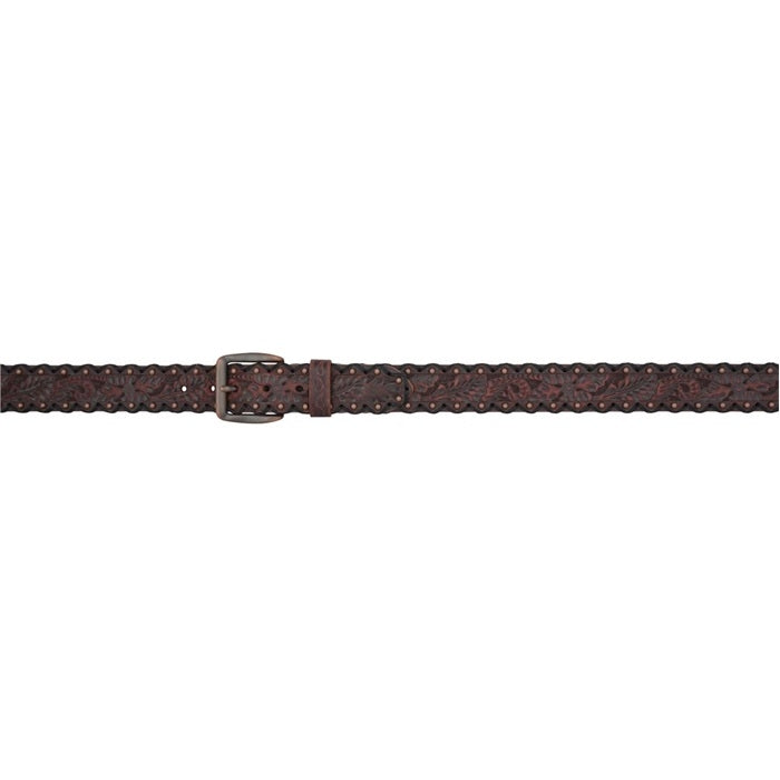 3D Men's 1 1/2" Floral Tool Western Fashion Belt - Mahogany