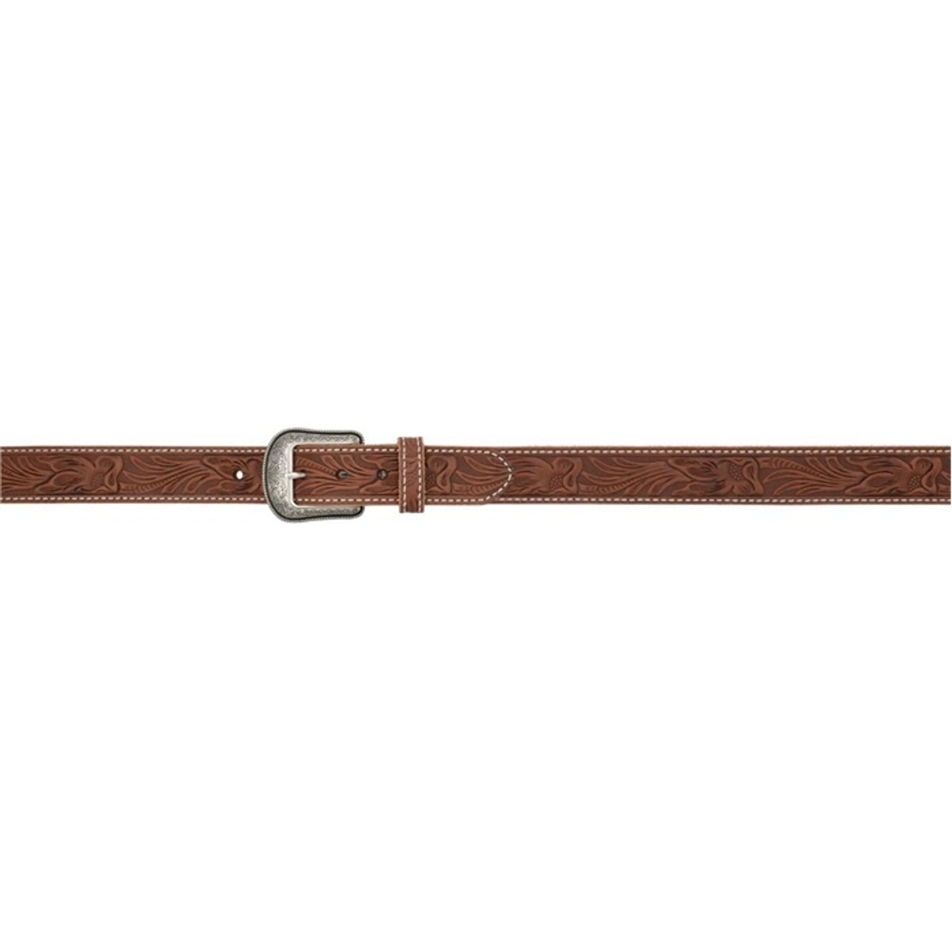 3D Men's 1 1/2" Floral Western Fashion Belt - Brown/White Stitch