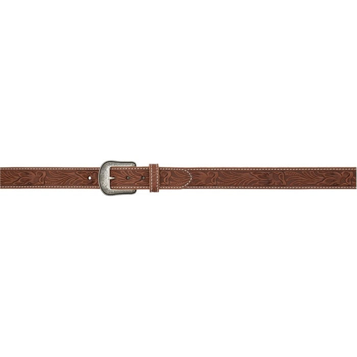 3D Men's 1 1/2" Floral Western Fashion Belt - Brown/White Stitch