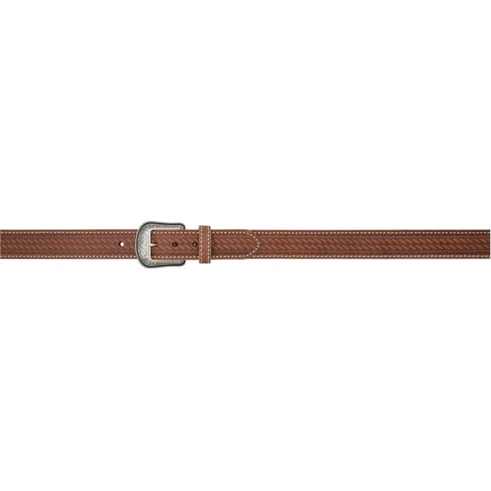 3D Men's 1 1/2" Basketweave Western Fashion Belt - Brown/White Stitch
