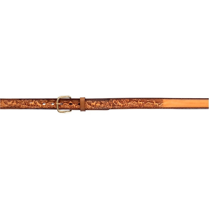 3D Kids 1 1/4" Horse Embossed Western Fashion Belt - Natural
