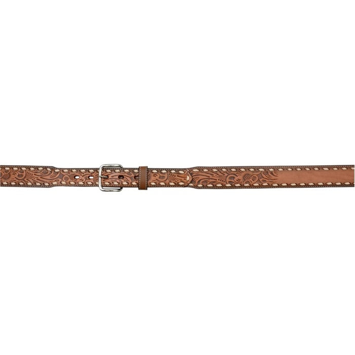 3D Kids 1 1/2" Tapered Floral Embossed Western Fashion Belt - Natural