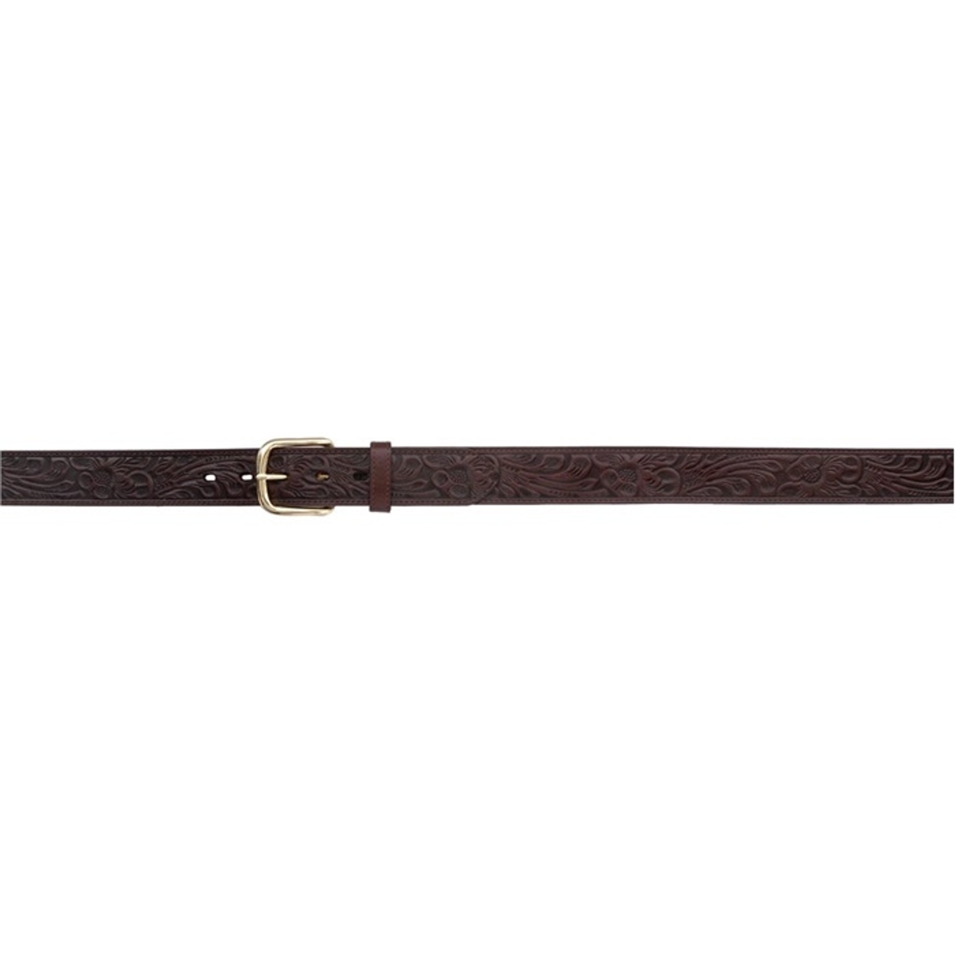 3D Men's 1 1/2" Floral Embossed Western Basic Belt - Chocolate