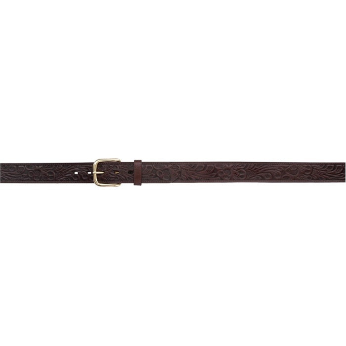 3D Men's 1 1/2" Floral Embossed Western Basic Belt - Chocolate