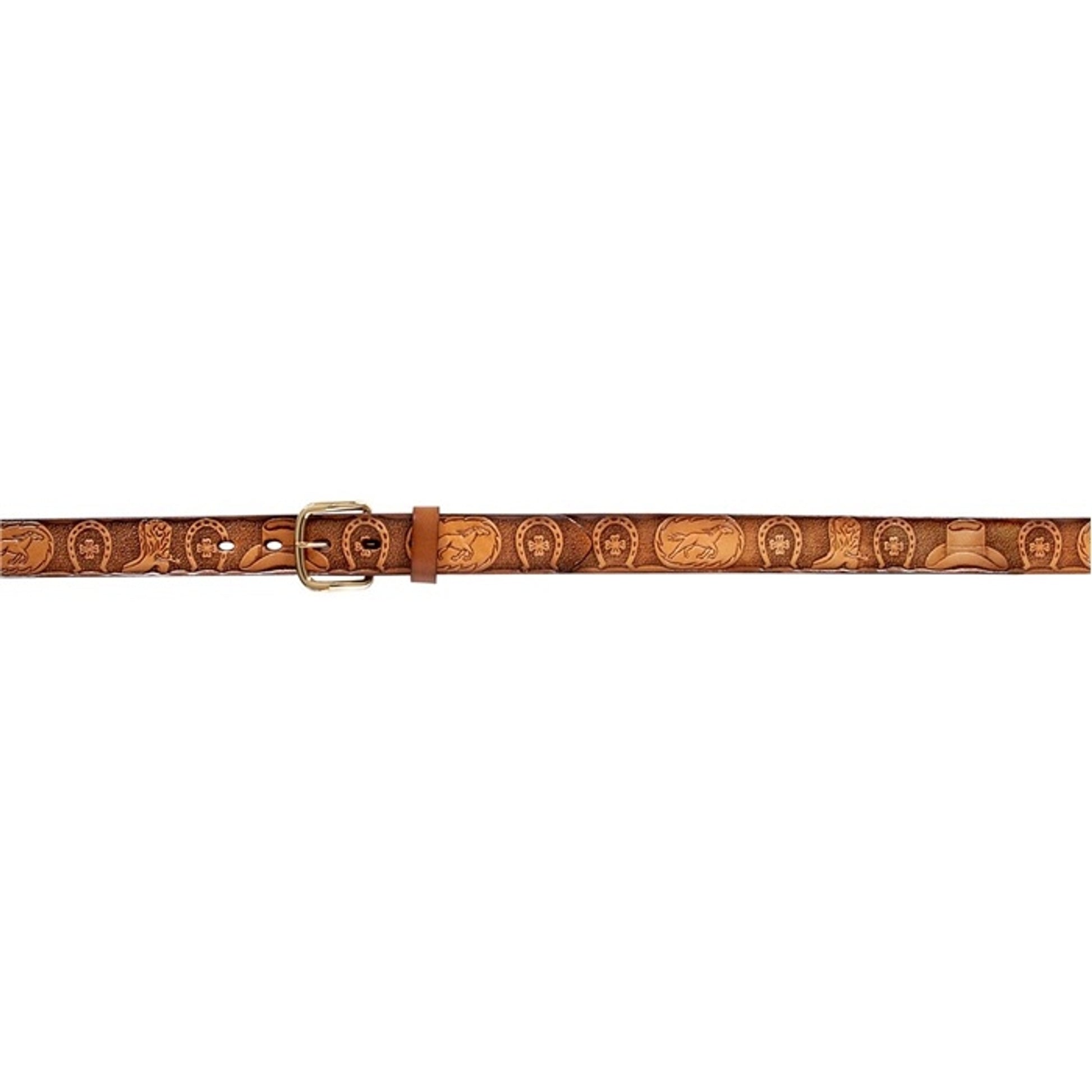 3D Kids 1 1/4" Horses & Horse Shoes Western Fashion Belt - Brown