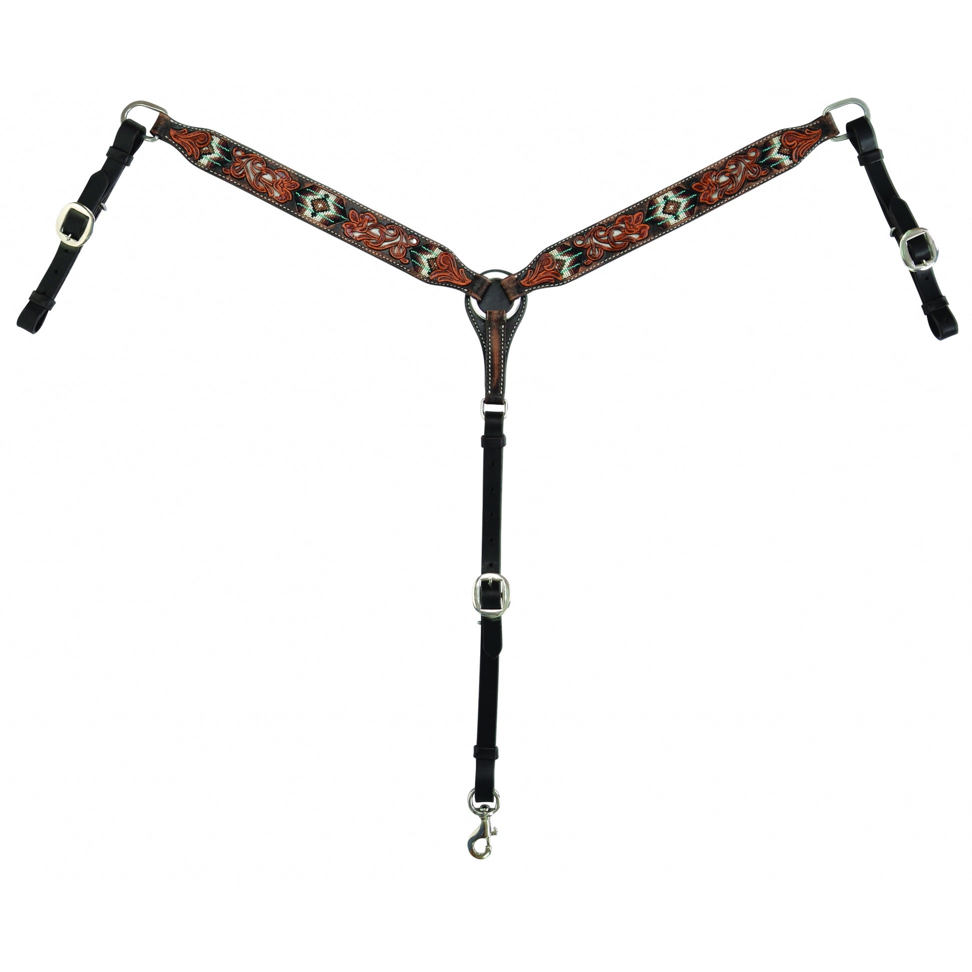 Circle Y Distressed Beaded Floral Breast Collar