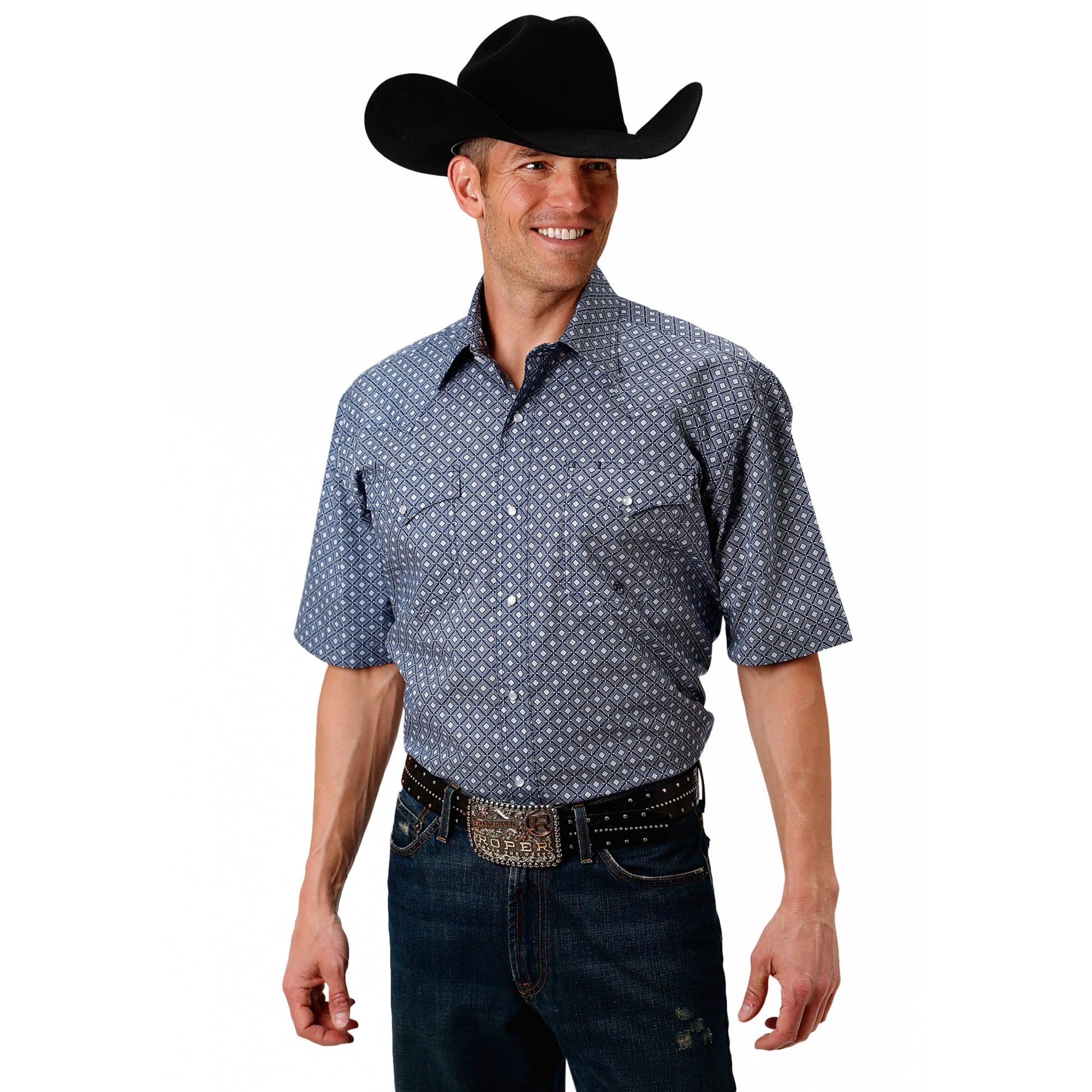 Roper Men's 1519 King Of Diamonds Short Sleeve Shirt