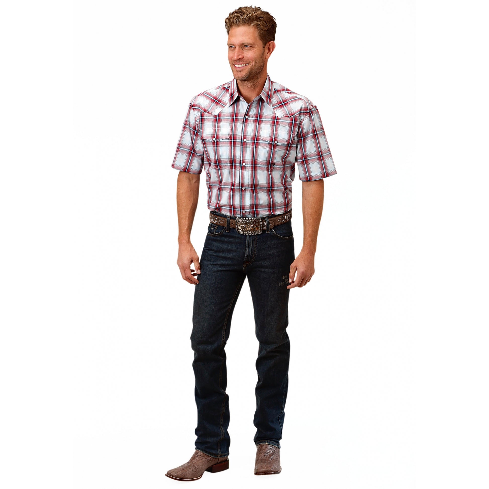 Roper Men's 1526 Baseball Ombre Short Sleeve Shirt