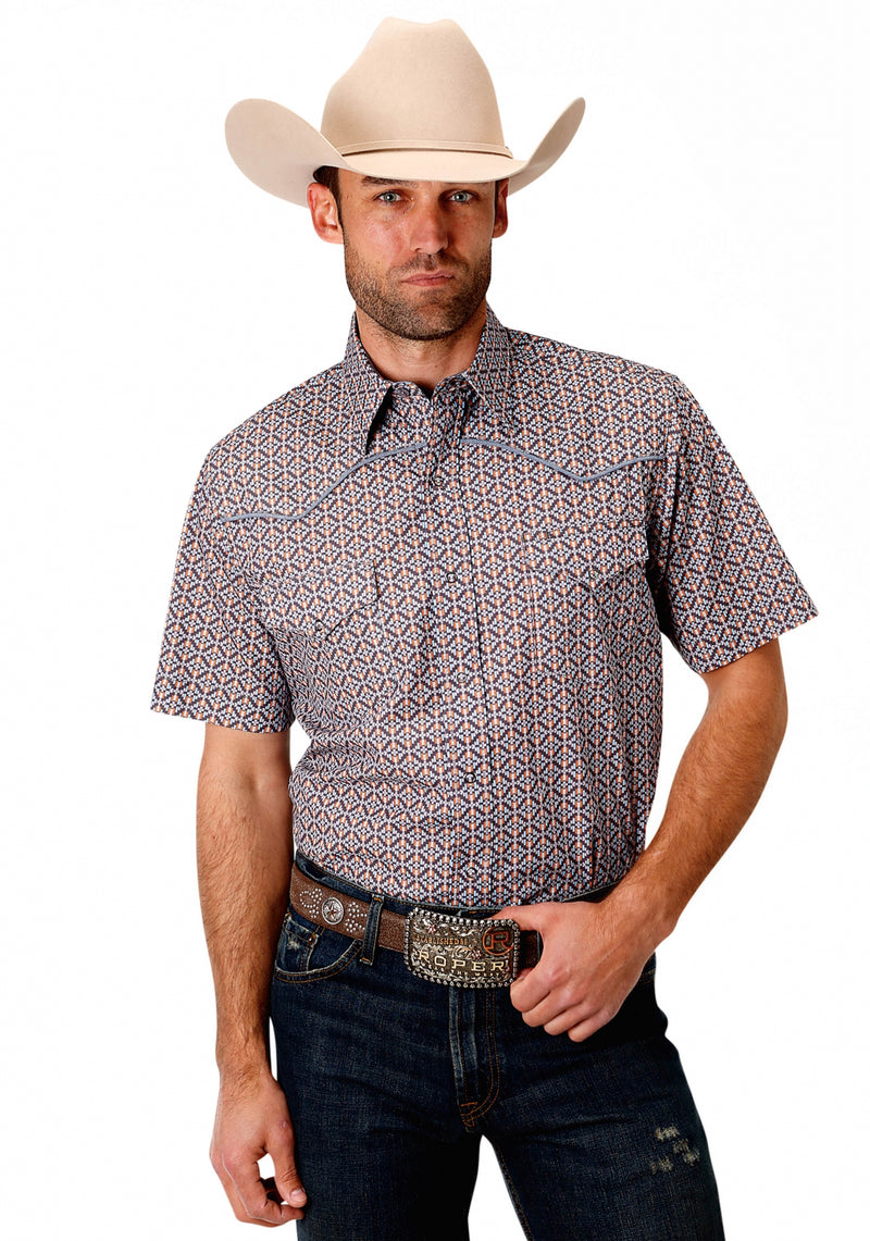 Roper Men's 1538 Moonlight Geo Short Sleeve Shirt